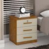 Mesa de Cabeceira 011 Luxo Cinamomo/Off 3 Gavetas Larg. 0.45m - JL Móveis