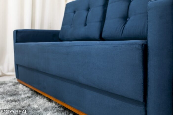 Sofá 3 lugares Living Áustria Veludo Azul A16 Larg. 1.70m - Imagem 5