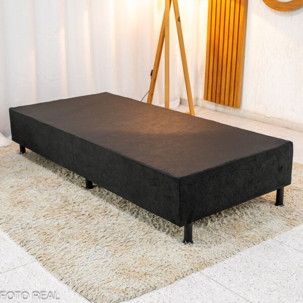 Box Solteiro Sued Preto 88x188x37 - Nosso Sonho