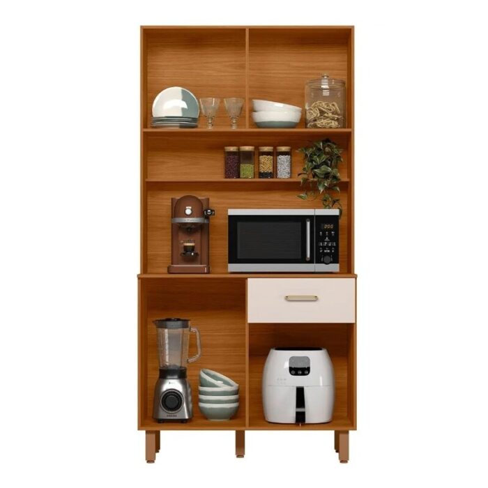 Kit Cozinha Izis  4 Portas 1 Gaveta Larg. 0.90m Freijó/Off  Poliman - Imagem 2