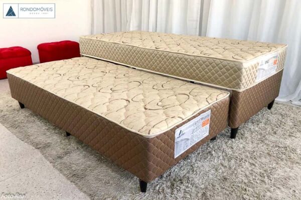 Cama Solteiro Duo Box + Cama Auxiliar 88x188x60 Espuma D33 - Rondomóveis