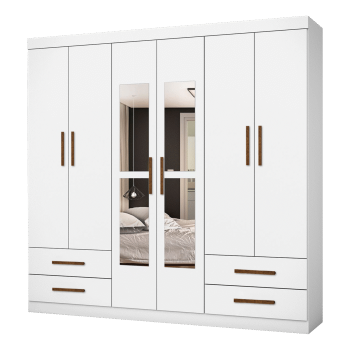 Guarda-Roupa 6 Portas Hércules(Com espelho)1,77 m Branco - CARIOCA MÓVEIS - Imagem 2