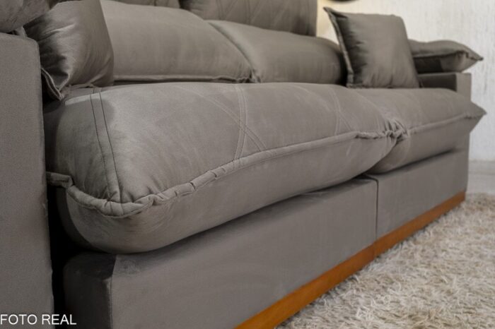 Sofá Retrátil Reclinável Magnum 2.50m Veludo Cinza 813 - Molas Ensacadas - Imagem 7