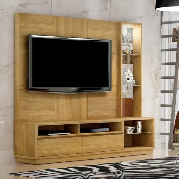 Home Nevada Cinamomo C/ Led e Espelho TV até 60 Polegadas Larg. 2.00m - Valdemóveis