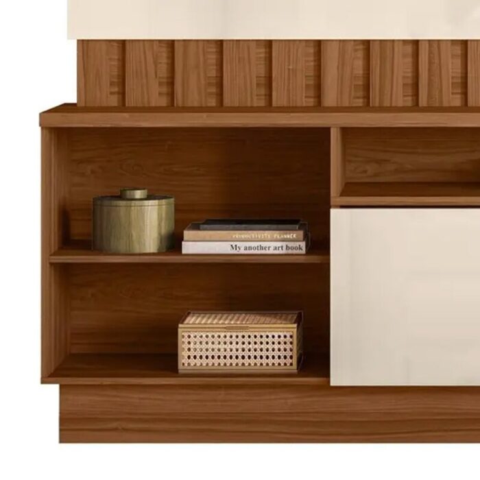 Home Diamantina com Detalhe Ripado Amêndoa- Off  larg. 1.50m TV até 60" - Mobler - Imagem 3