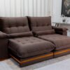 Sofá Retrátil Reclinável Ibis 2.30m Veludo Marrom 815 - D33 e Molas Ensacadas