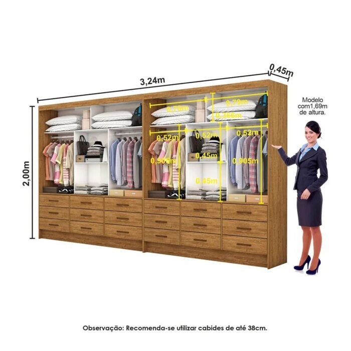 Closet Sevilha 1,62 m x 1,62 m Cinamono - CARIOCA MÓVEIS - Imagem 2