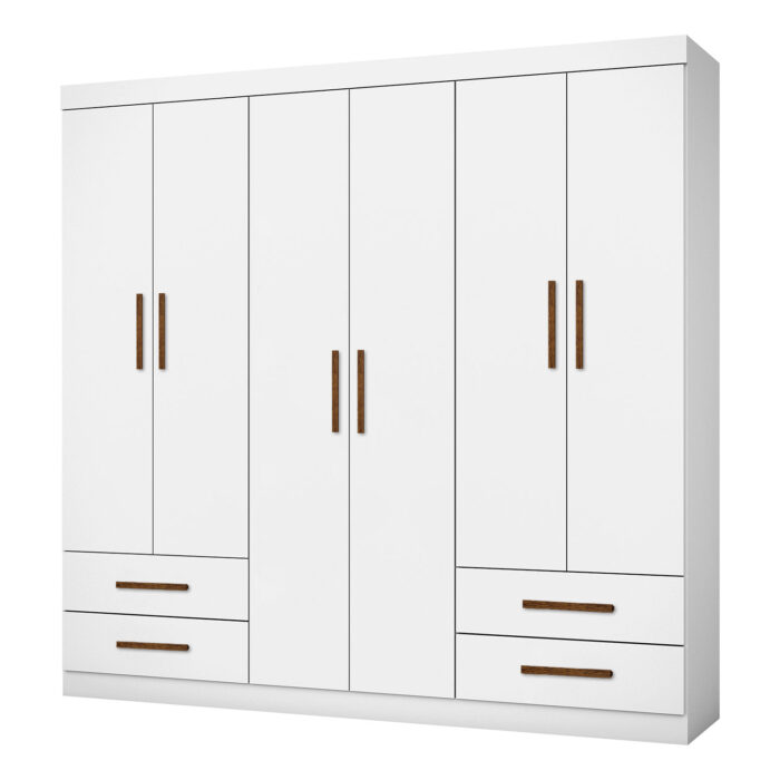 Guarda-Roupa 6 Portas Hércules (Sem espelho) 1,77 m Branco – CARIOCA MÓVEIS - Imagem 2