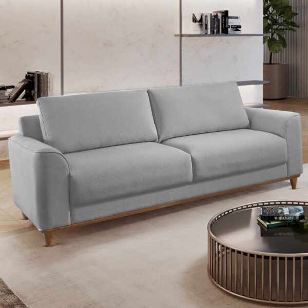 Sofá Living Ref.022 2,20 m Chenile Linho Cinza Firenze - RONDOMÓVEIS