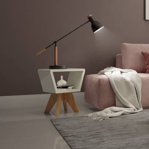 Mesa de Canto Angular – TB713 - OffWhite/Freijó – Dalla Costa