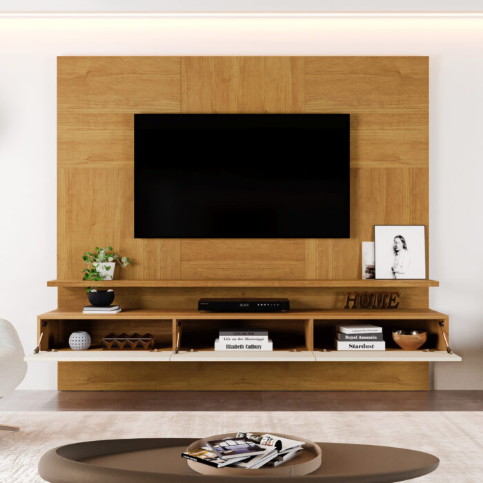 Painel até 75" Nápoles Naturale/Off White - MAVAULAR - Imagem 3