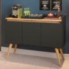 Buffet 3 Portas Gold Preto/Mel - MÓVEIS PRIMUS