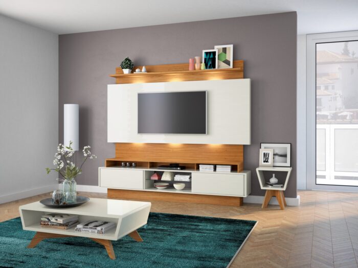 Estante Home até 65″ Vera TB113L Off White/Freijó – DALLA COSTA - Imagem 2