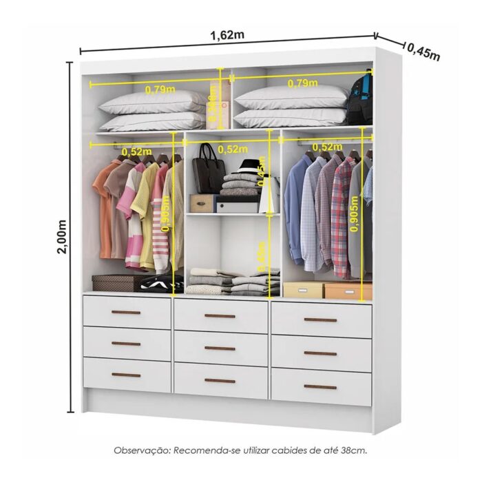Modulado 4 Portas + Guarda-Roupa 3 Portas Sevilha Branco - CARIOCA MÓVEIS - Imagem 3