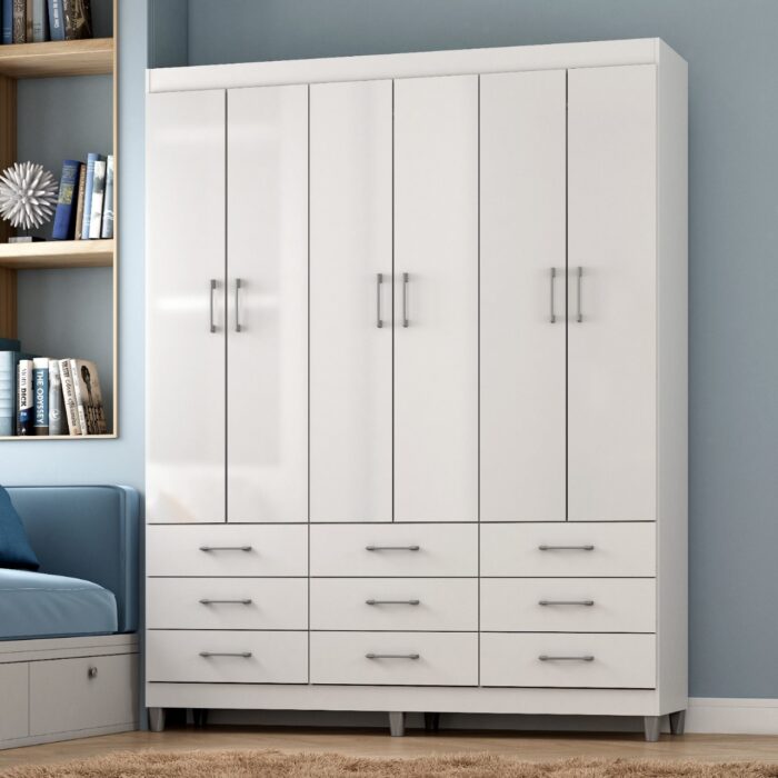 Guarda-Roupa 6 Portas Paraty 3690 1,50 m Branco - FELLICCI