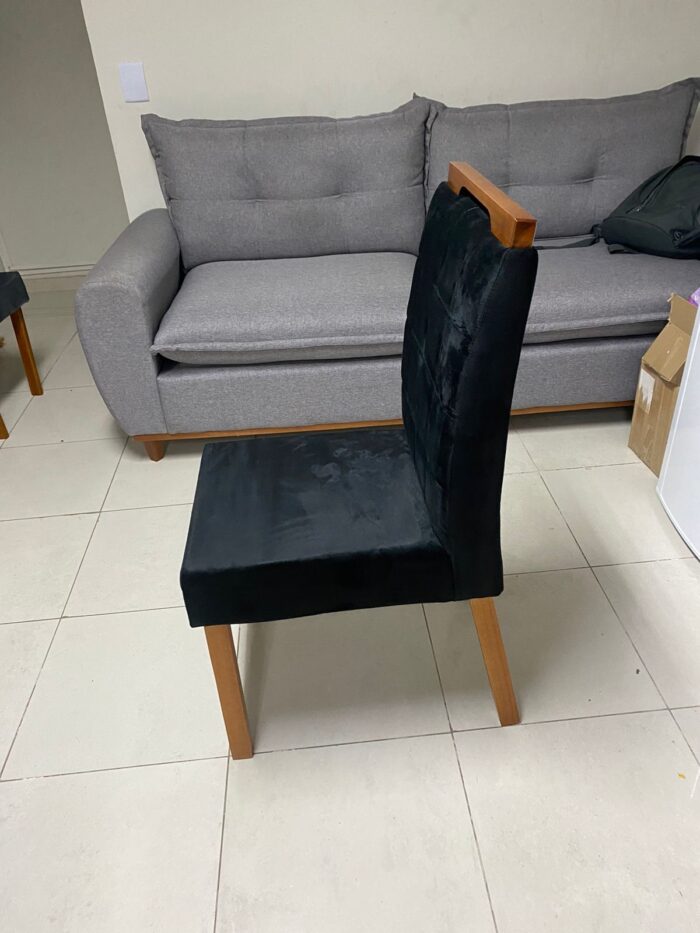 Kit 2 Cadeiras Roma Mel/Veludo Preto – OURO DECOR - Imagem 3