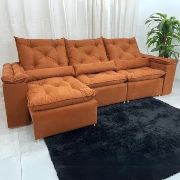 Sofá Retrátil e Reclinável Grécia 2,70 m Terracota – KASA COMIGO ESTOFADOS