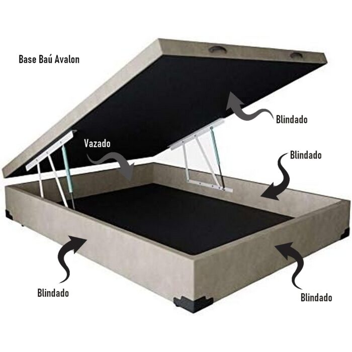 Colchão Queen Blue + Base Box Baú Corino Branco – PAROPAS + ALTO NÍVEL CAMAS E COLCHÕES - Imagem 2