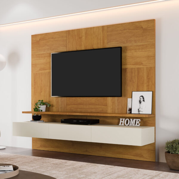 Painel até 75" Nápoles Naturale/Off White - MAVAULAR