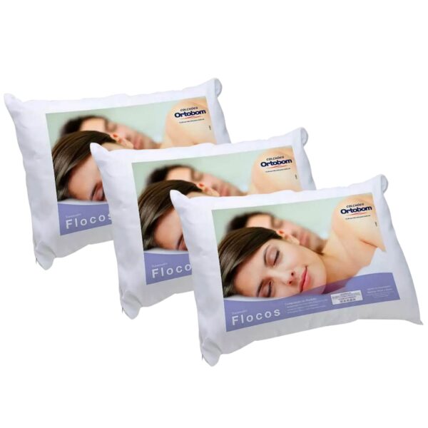 Kit 3 Travesseiros Flocos Conforto C15 - ORTOBOM
