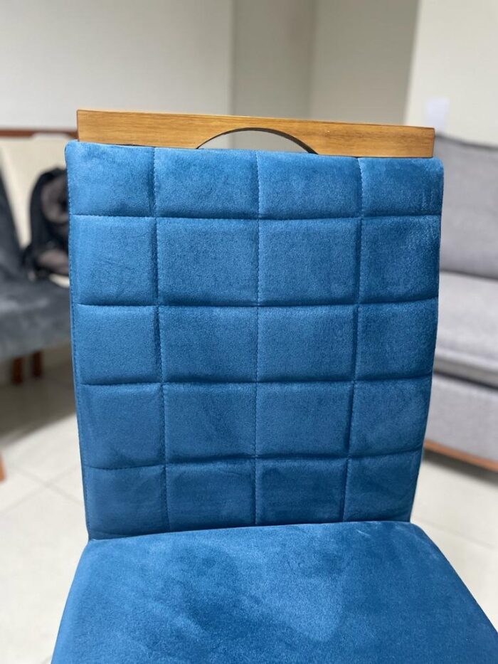 Kit 2 Cadeiras Roma Mel/Veludo Azul – WM DECOR - Imagem 3
