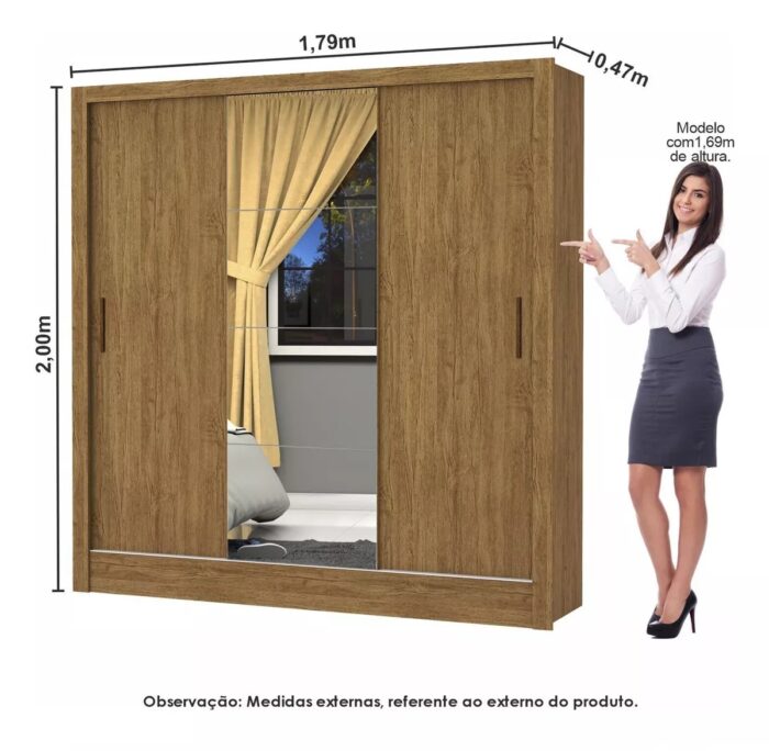Modulado 4 Portas + Guarda-Roupa 3 Portas Dubai/Santiago Plus Cinamono – CARIOCA MÓVEIS - Imagem 5