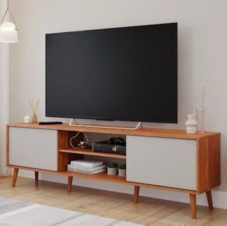 Bancada até 60" Berlim Cinamono/Off White - PERMÓBILI