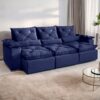 Sofá Retrátil e Reclinável Grécia K80 (Fechado) 2,70 m Azul – KASA COMIGO ESTOFADOS