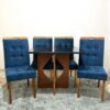 Mesa Madri 90x90 Cinamono/Preto com 4 Cadeiras Sophia/Capri Veludo Azul – MINASPLAC + WM DECOR