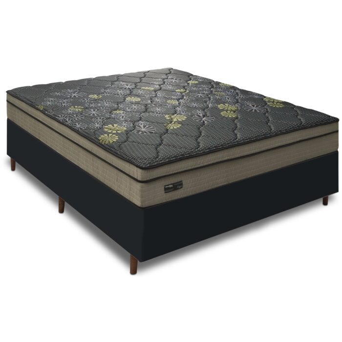 Colchão Casal D26 Vigo + Base Box Simples Corino Preto – UMAFLEX + BIOSTAR