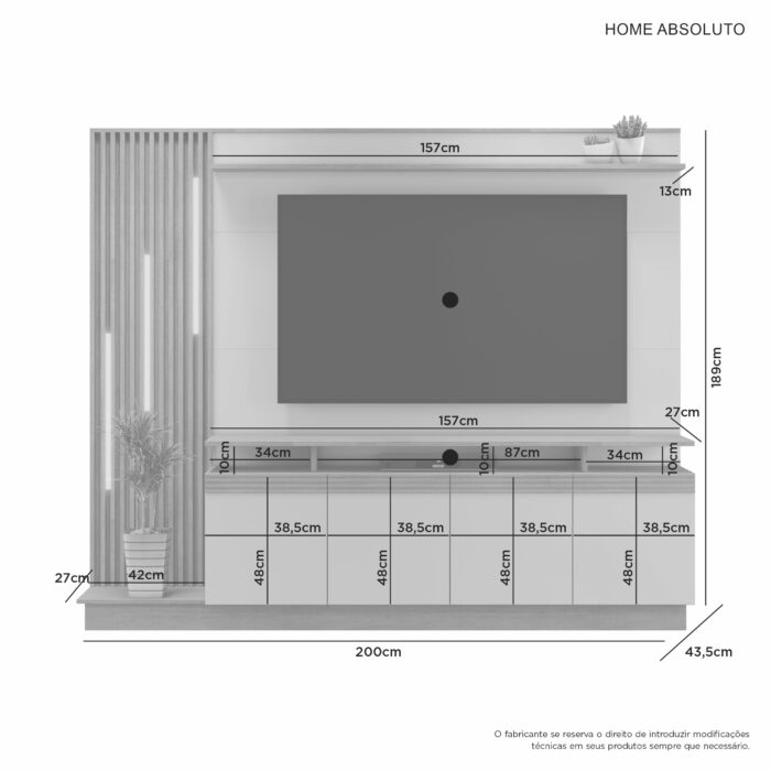 Home até 65" Absoluto Cinamono/Off White - JCM MOVELARIA - Imagem 2