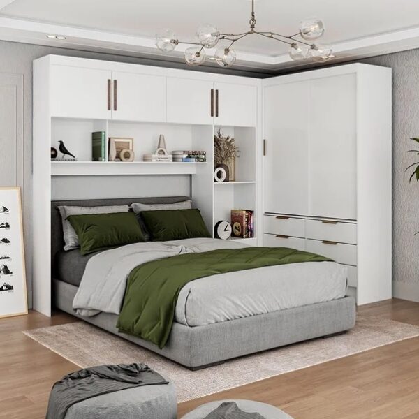 Modulado 4 Portas + Guarda-Roupa 2 Portas Sevilha(Sem espelho) Branco – CARIOCA MÓVEIS