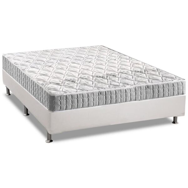 Colchão Casal Orthosono D33 + Base Box Simples Corino Branco – ANJOS + ALTO NÍVEL CAMAS E COLCHÕES
