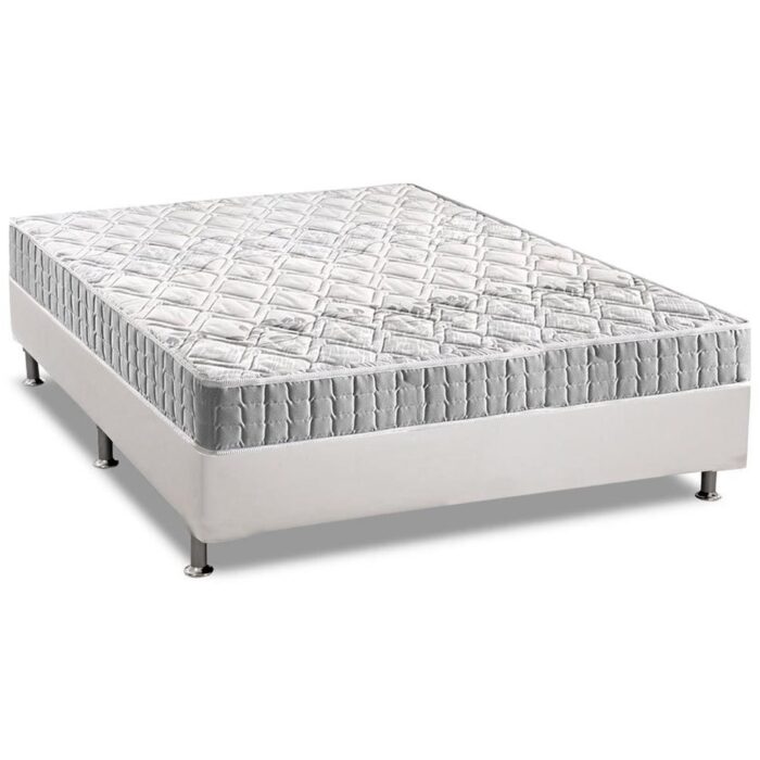 Colchão Casal Orthosono D33 + Base Box Simples Corino Branco – ANJOS + ALTO NÍVEL CAMAS E COLCHÕES