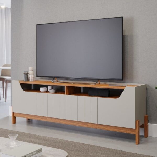Bancada até 70" Moema Off White/Nature - PERMÓBILI