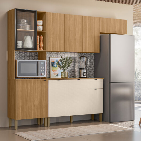 Cozinha Compacta 2,507 m Vert Plus Freijó/Freijó/Soft - KITS PARANÁ