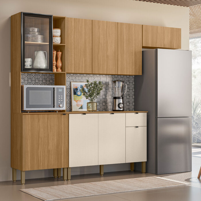 Cozinha Compacta 2,507 m Vert Plus Freijó/Freijó/Soft - KITS PARANÁ