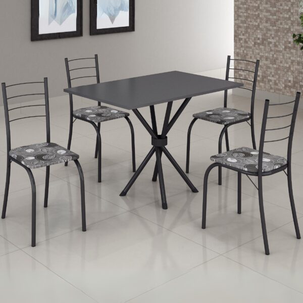 Mesa 4 Cadeiras Rio 100×60 Preto/Grafite – TEIXEIRA