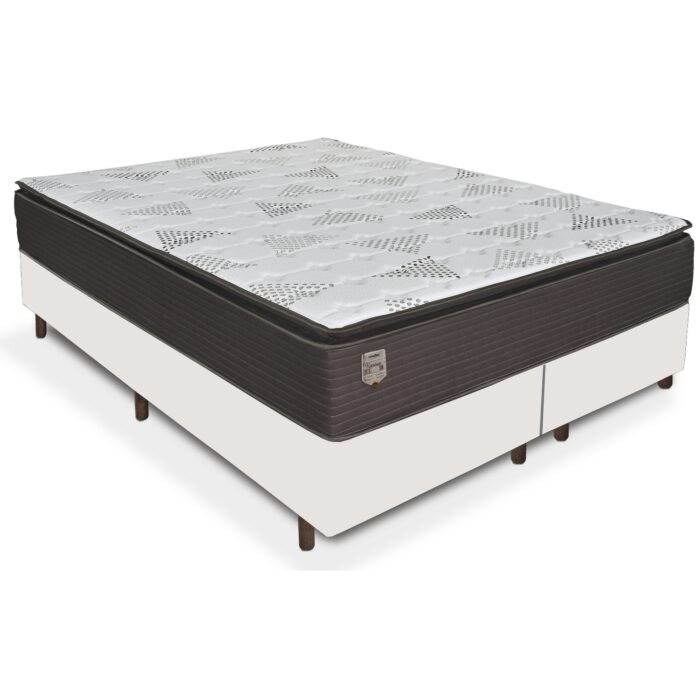 Colchão Queen D26 Ravena + Base Box Simples Corino Branco - UMAFLEX + BIOSTAR