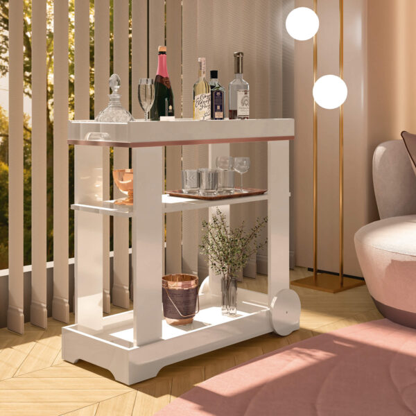 Carrinho Bar Rosé Off White - ARTELY