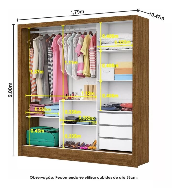 Modulado 4 Portas + Guarda-Roupa 3 Portas Dubai/Santiago Plus Cinamono/Branco – CARIOCA MÓVEIS - Imagem 3