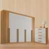 Guarda-Roupa 8 Portas Daymond Cinamono/Off White/Ripado + Cômoda Ipanema Cinamono/Off White – D’DORO MÓVEIS