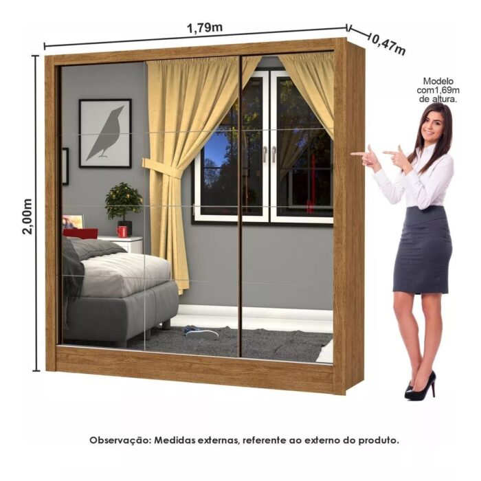 Modulado 4 Portas + Guarda-Roupa 3 Portas Dubai/Santiago Premium Cinamono – CARIOCA MÓVEIS - Imagem 5