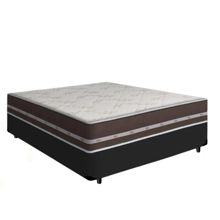 Colchão Casal Classic Superlastic D26 + Base Box Simples Corino Preto – ANJOS + BIOSTAR