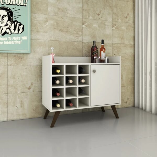 Aparador RT 3111 com Garrafeiro 1 Porta Off White MovelBento