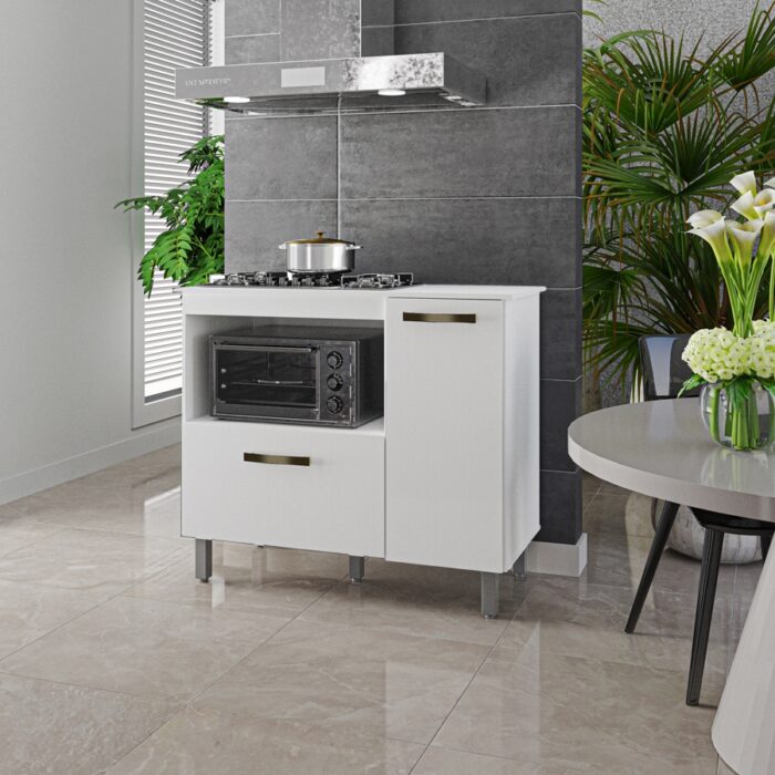 Balcão para Cooktop 4 ou 5 Bocas Antonella Branco - BORSARI - Imagem 2