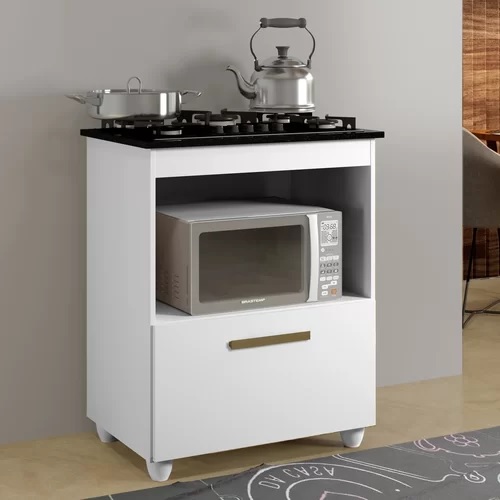 Balcão Cooktop - Salvia para 5 Bocas - Branco - Kaiki