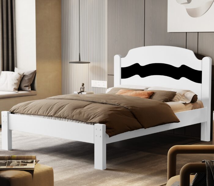 Cama Casal/Viúva Íris Branco/Preto/Branco - MADEC/VJ MÓVEIS - Imagem 2