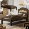 Cama Solteiro Íris Castanho Wood/Avelã/Castanho Wood - MADEC/VJ MÓVEIS
