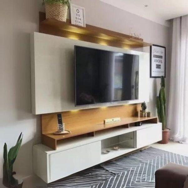 Estante Home até 65″ Vera TB113L Off White/Freijó – DALLA COSTA